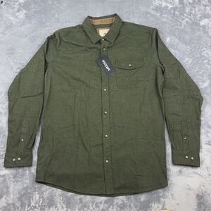 CQR Flannel Shirt Mens Size XL Green Button Up Flip Cuff 100% Cotton NWT